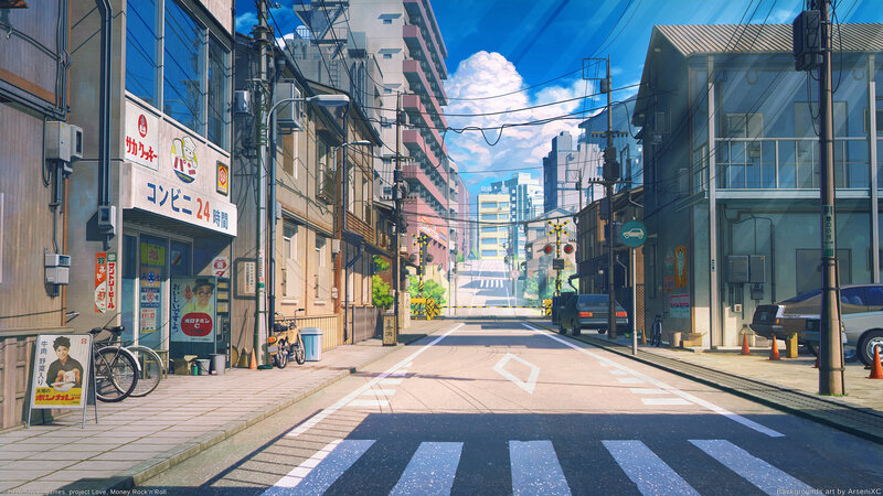 Japanese Street Scene — Blue, Serene