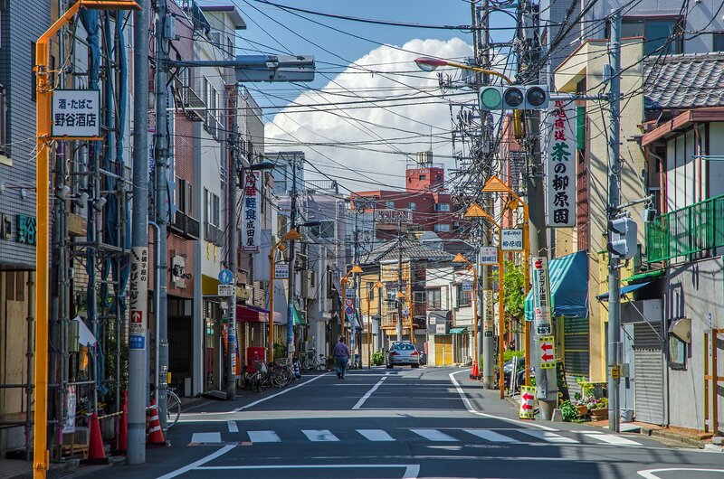 Japanese Street Scene — Blue