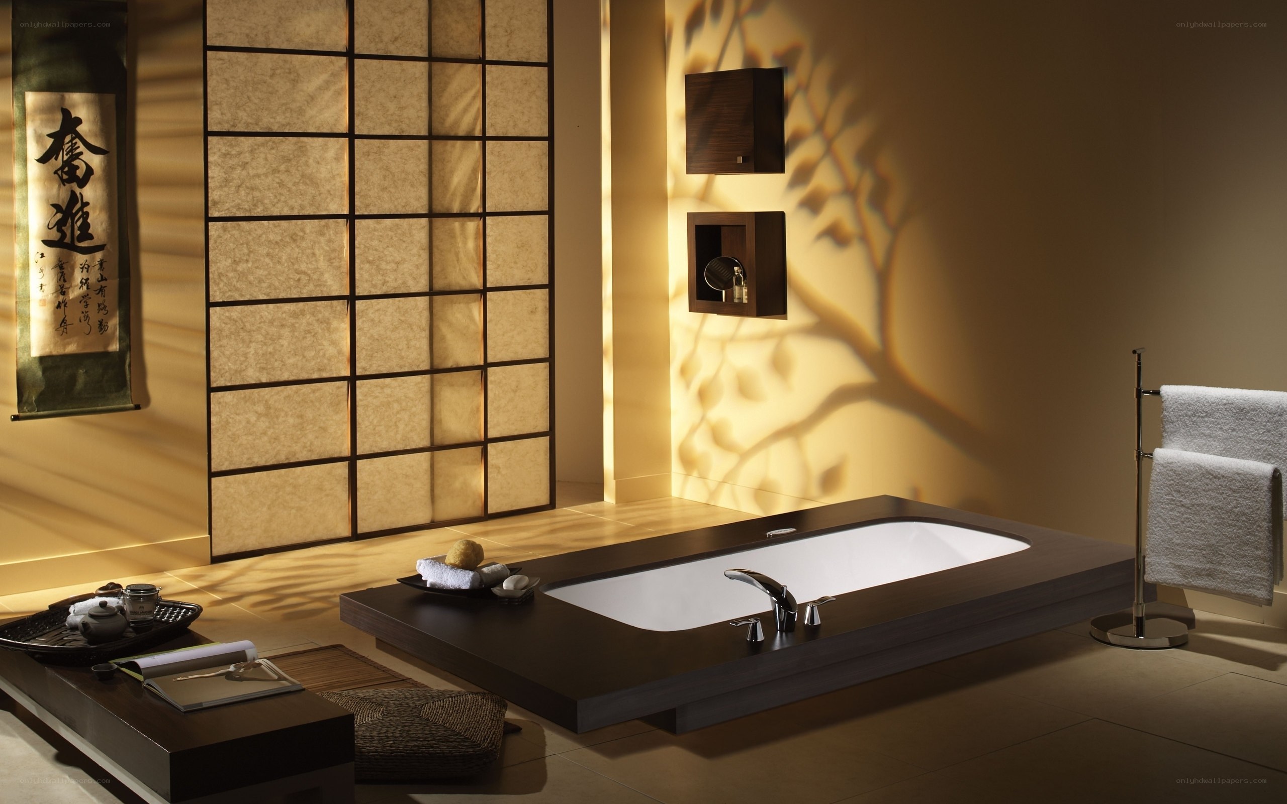 Japanese-style bathroom with bathtub