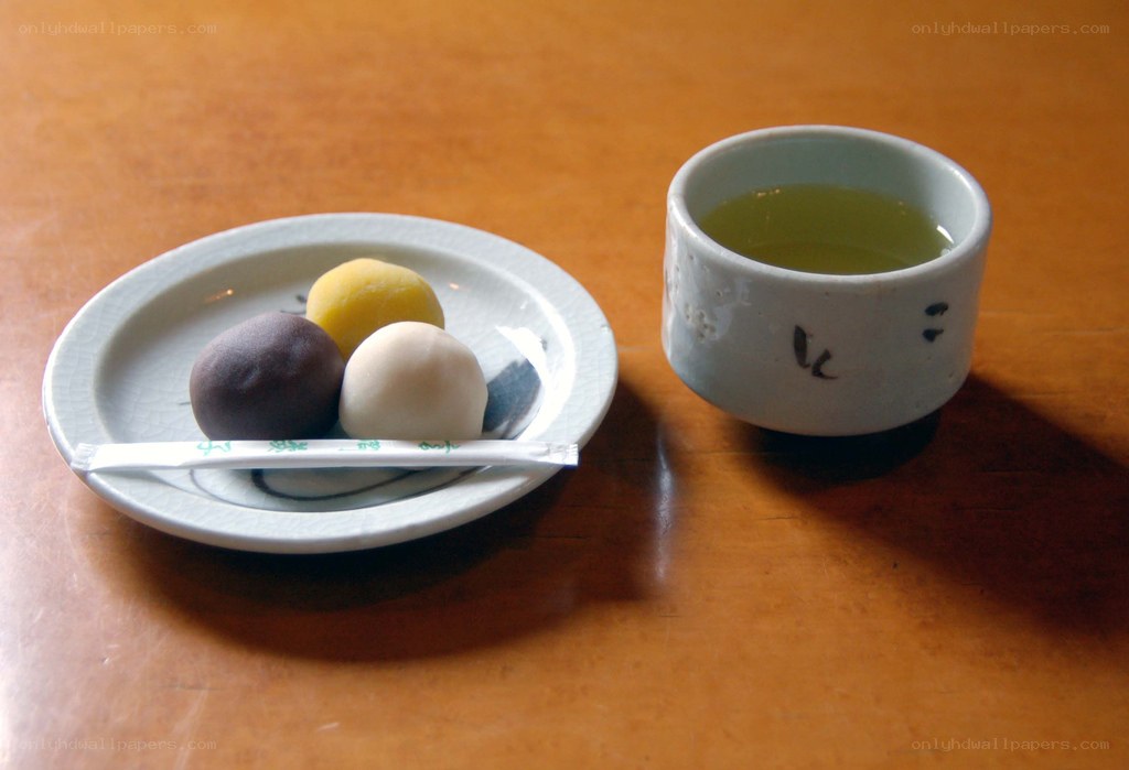 Japanese sweets with green tea
