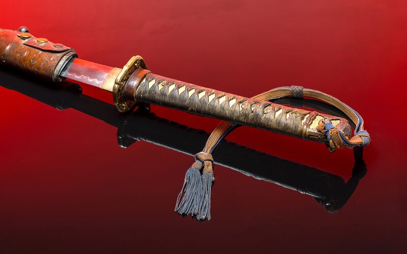 Japanese Sword in Scabbard — Red
