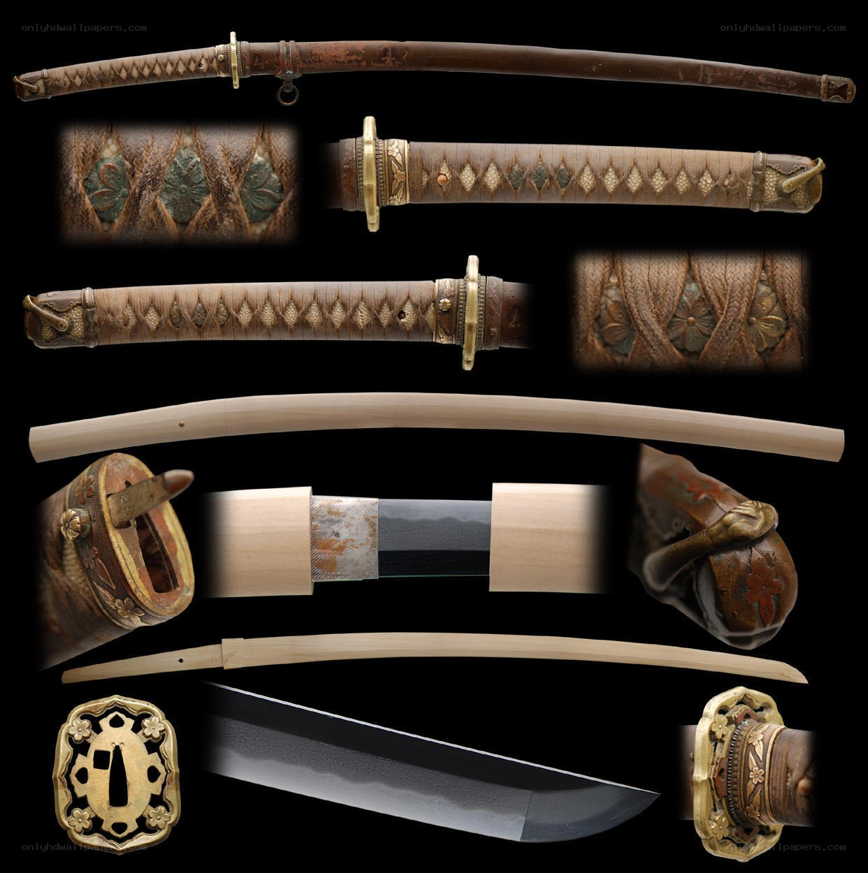Japanese sword with detailed components