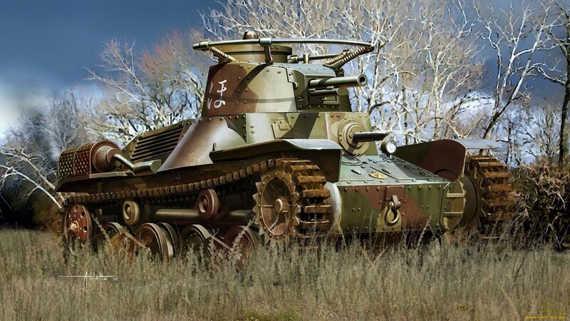 Japanese Tank in Field — Green