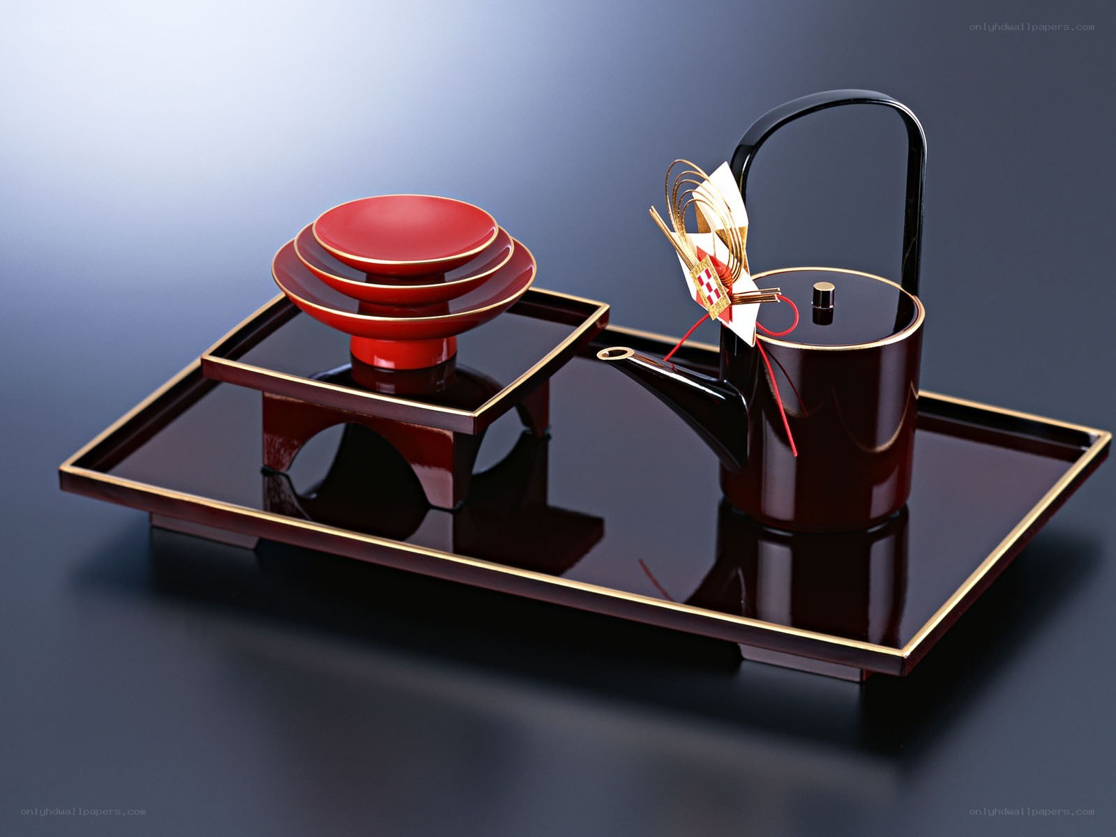 Japanese tea set on tray