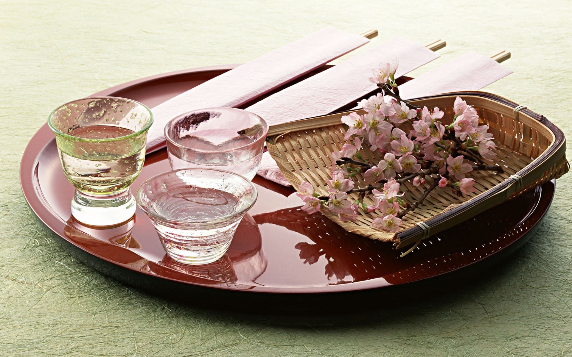 Japanese tea set with cherry blossoms