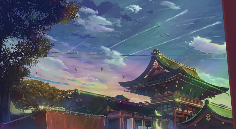 Japanese Temple at Dusk