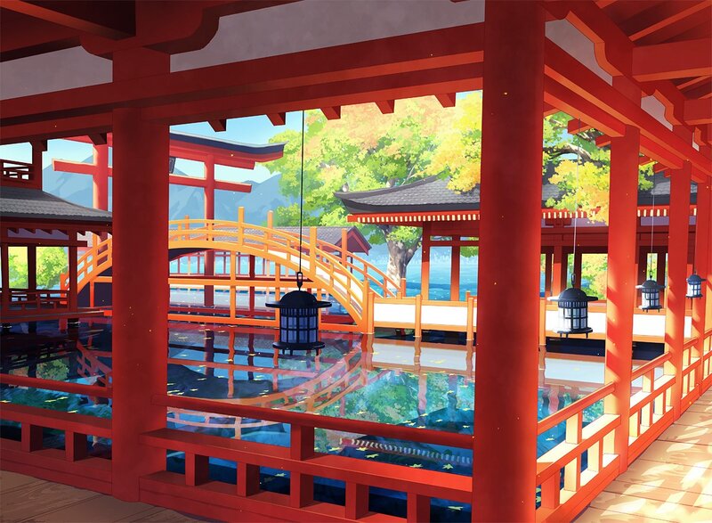 Japanese temple by the water