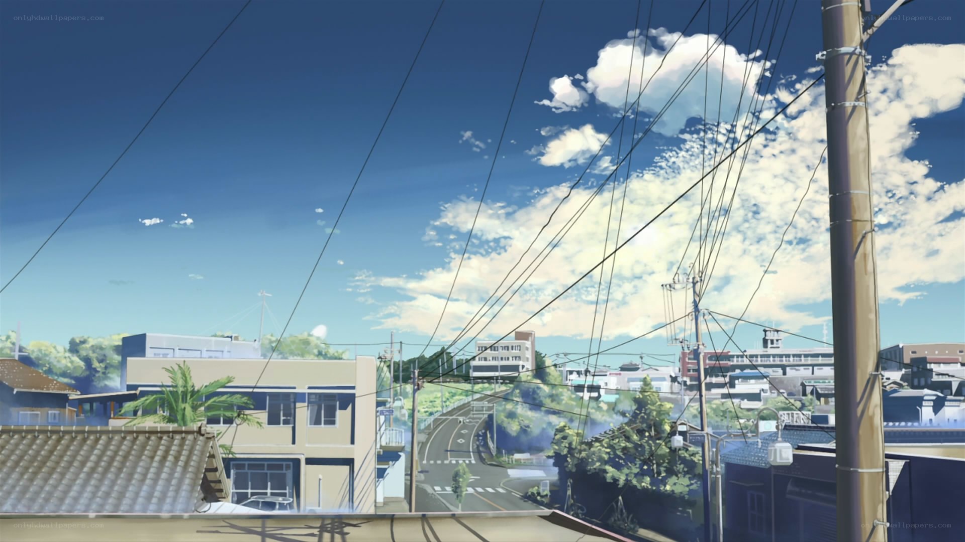 Japanese town under blue sky