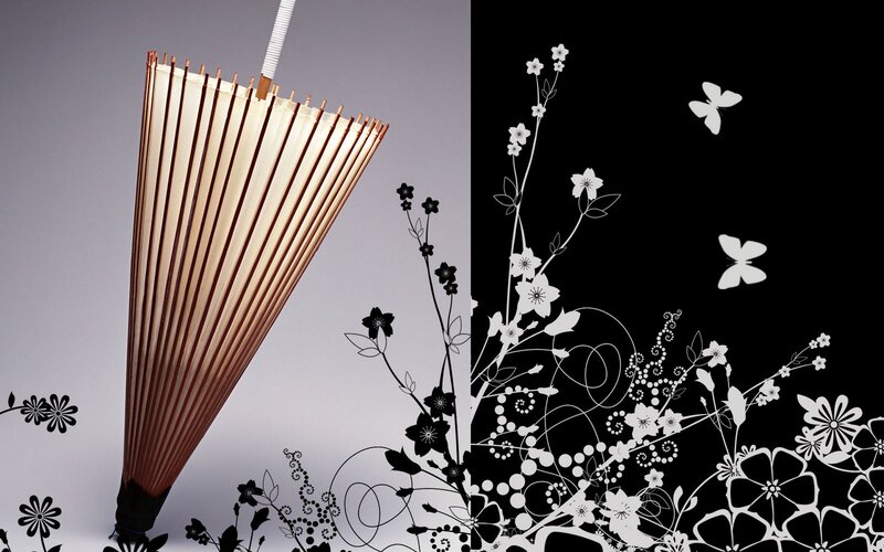 Japanese umbrella with floral design