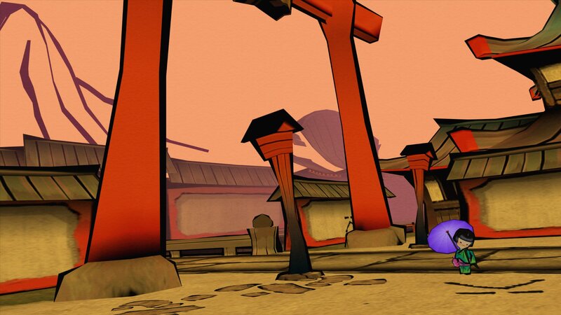 Japanese village at dusk