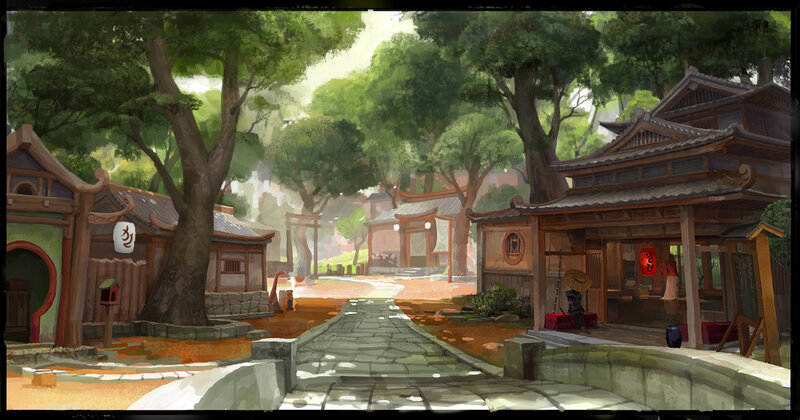 Japanese village street scene