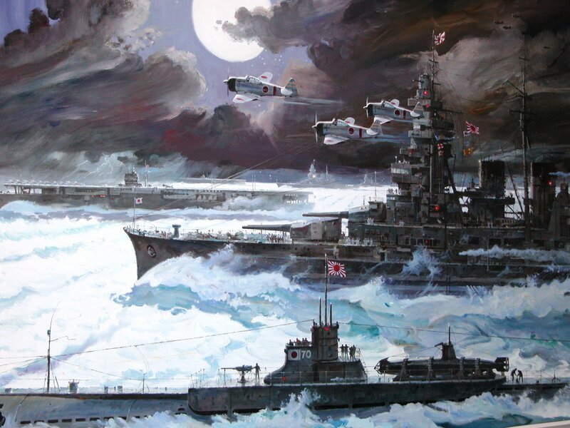 Japanese Warships at Sea — Gray, Dramatic
