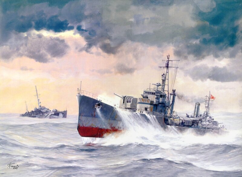 Japanese Warships at Sea — Gray