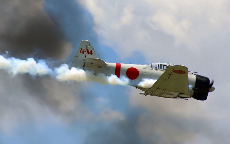 Japanese WWII aircraft in flight