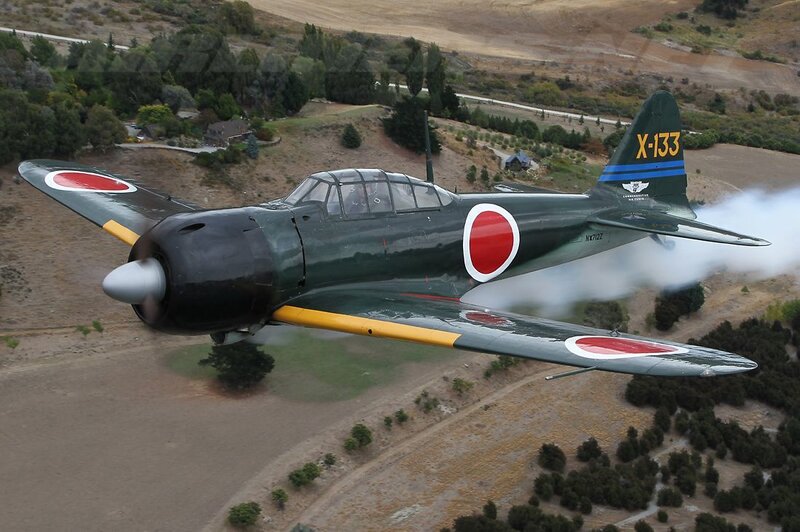 Japanese Zero fighter in flight