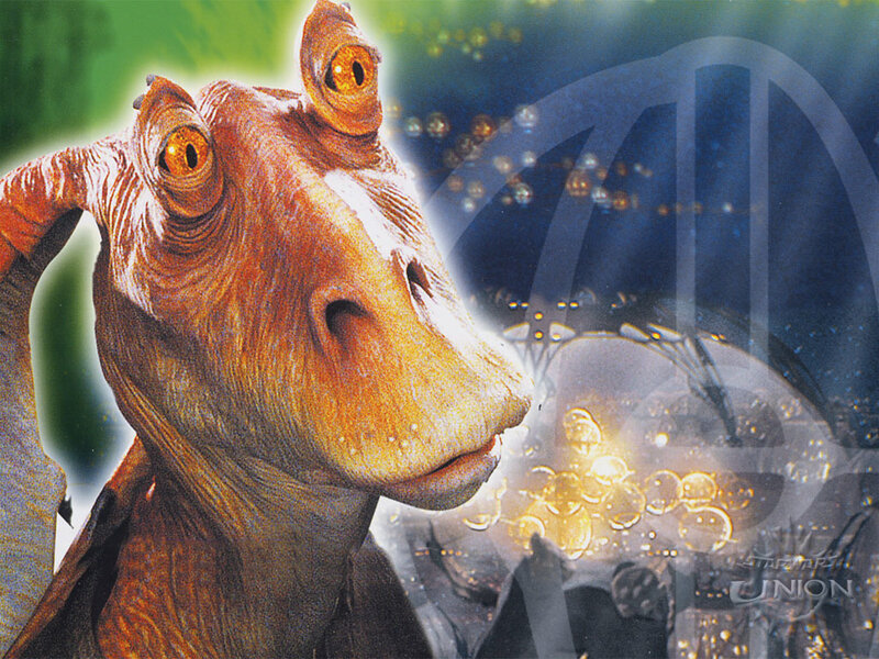 Jar Jar Binks in a futuristic setting
