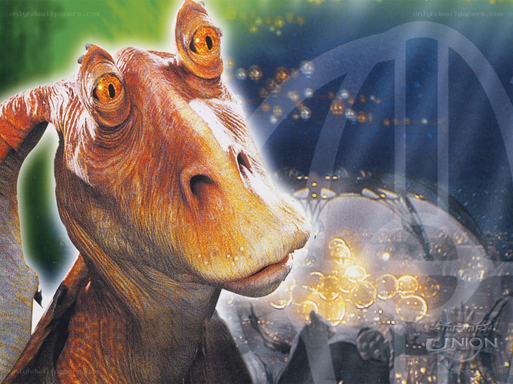 Jar Jar Binks in a futuristic setting