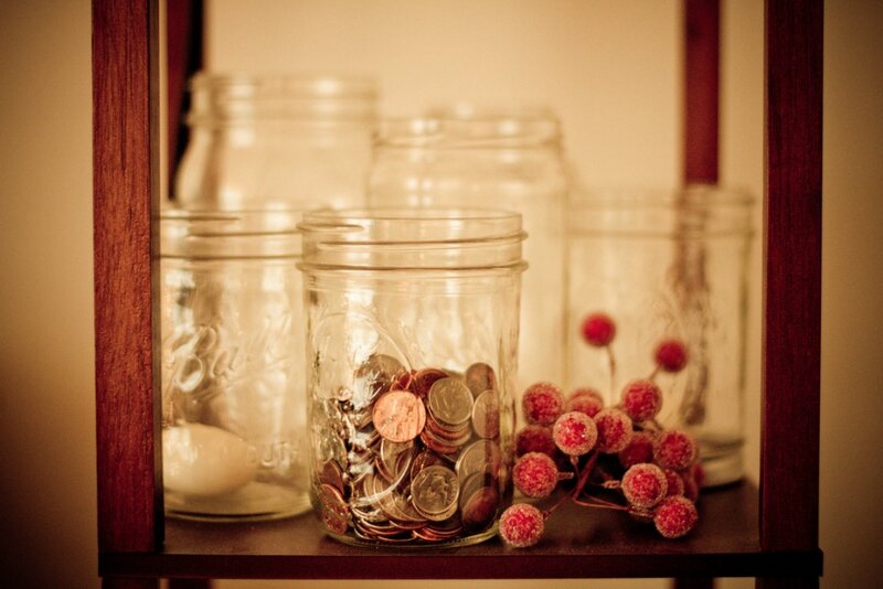 Jar of Coins on Shelf