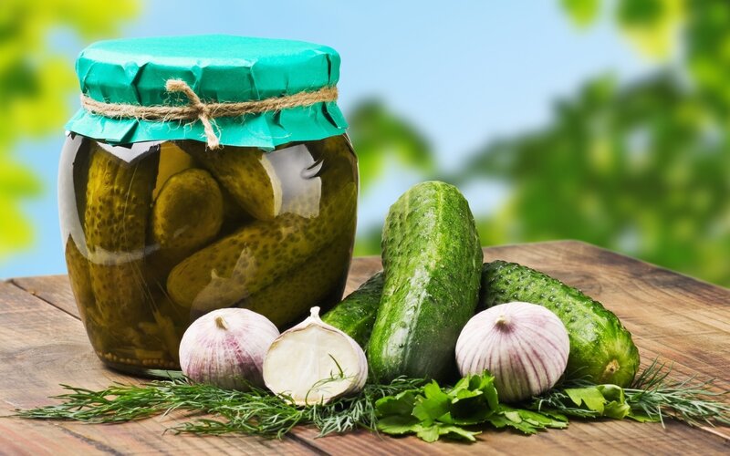 Jar of Pickled Cucumbers — Green, Fresh