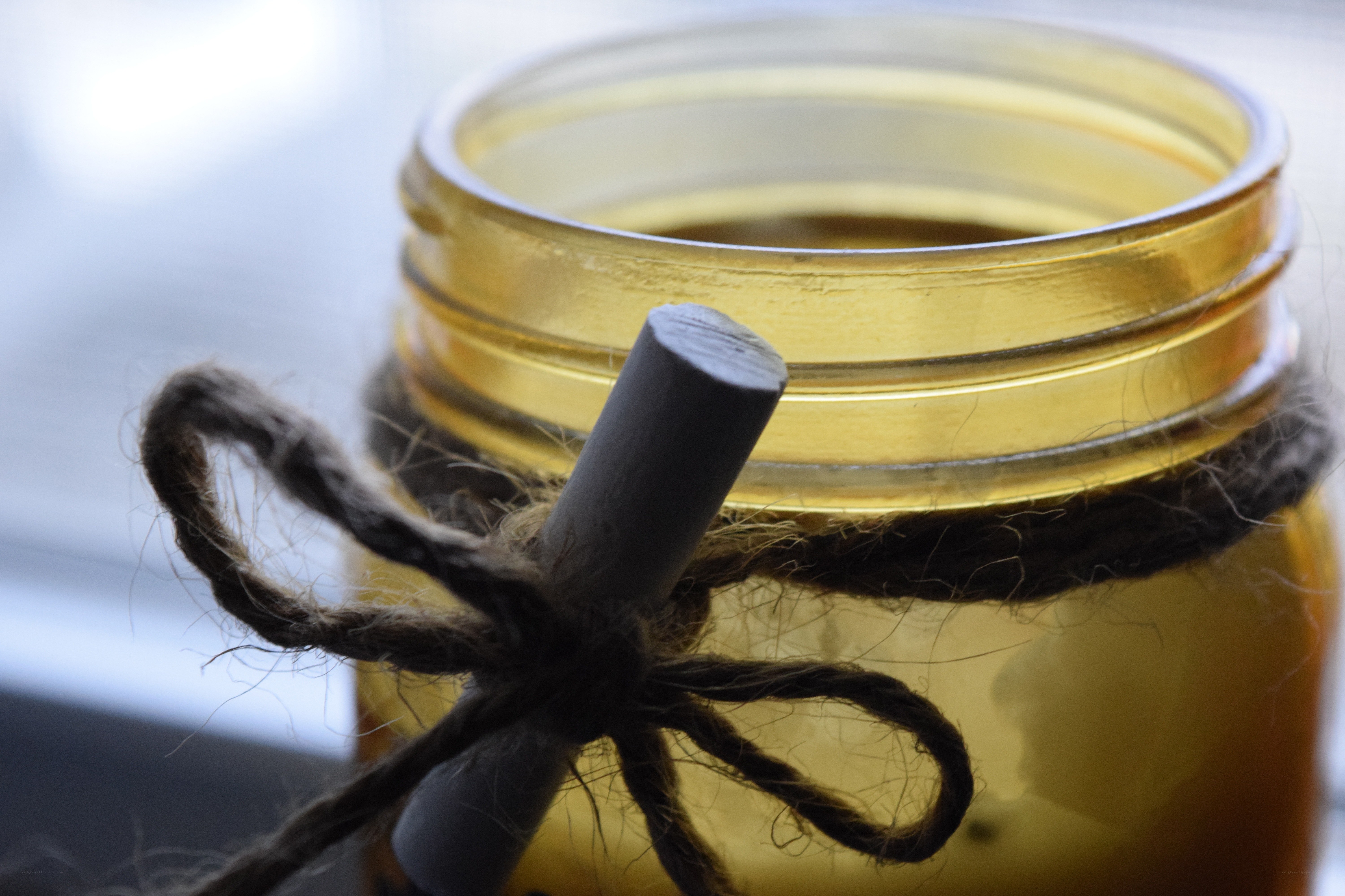 jar with candle and twine