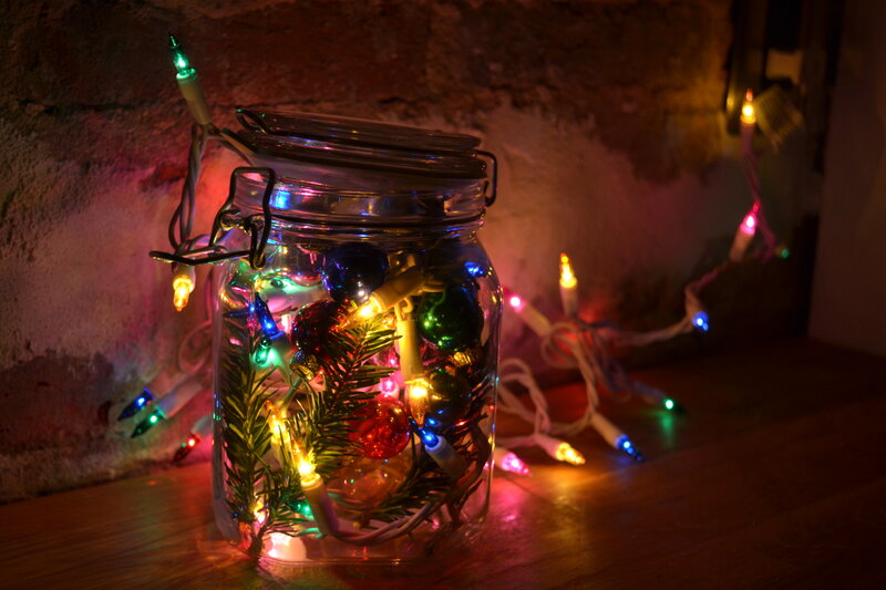 Jar with Lights and Ornaments