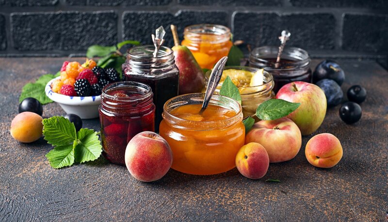 Jars of Fruit Jam — Brown