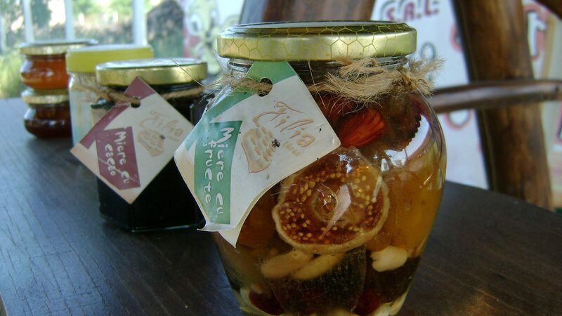 jars of fruit preserves on table