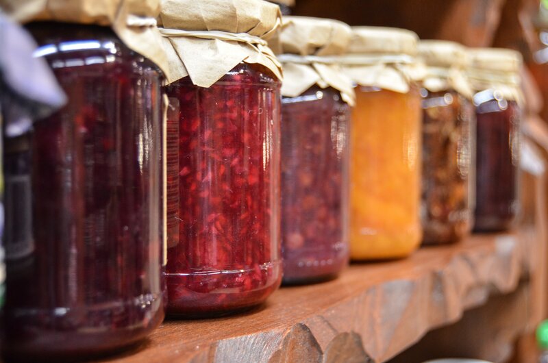 Jars of Jam on Shelf