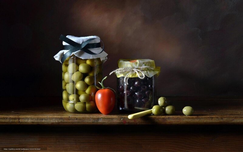 Jars of Olives and Tomato — Brown
