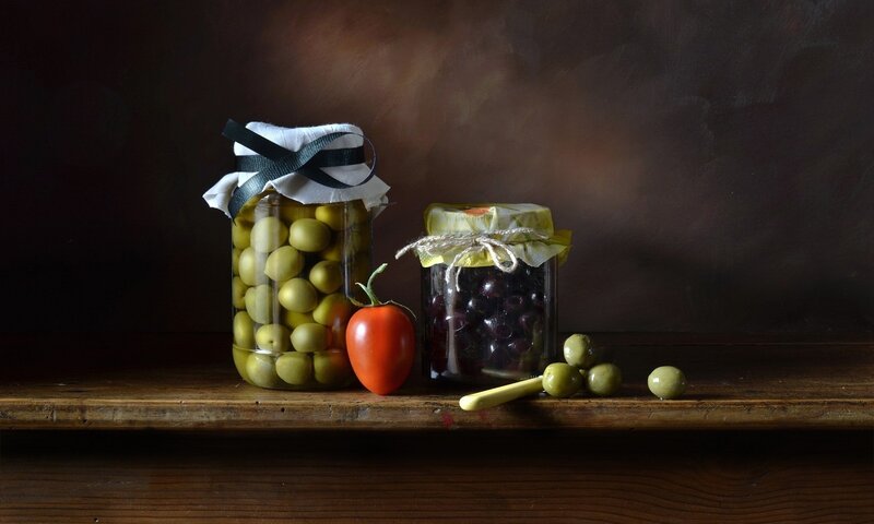 Jars of Olives and Tomato