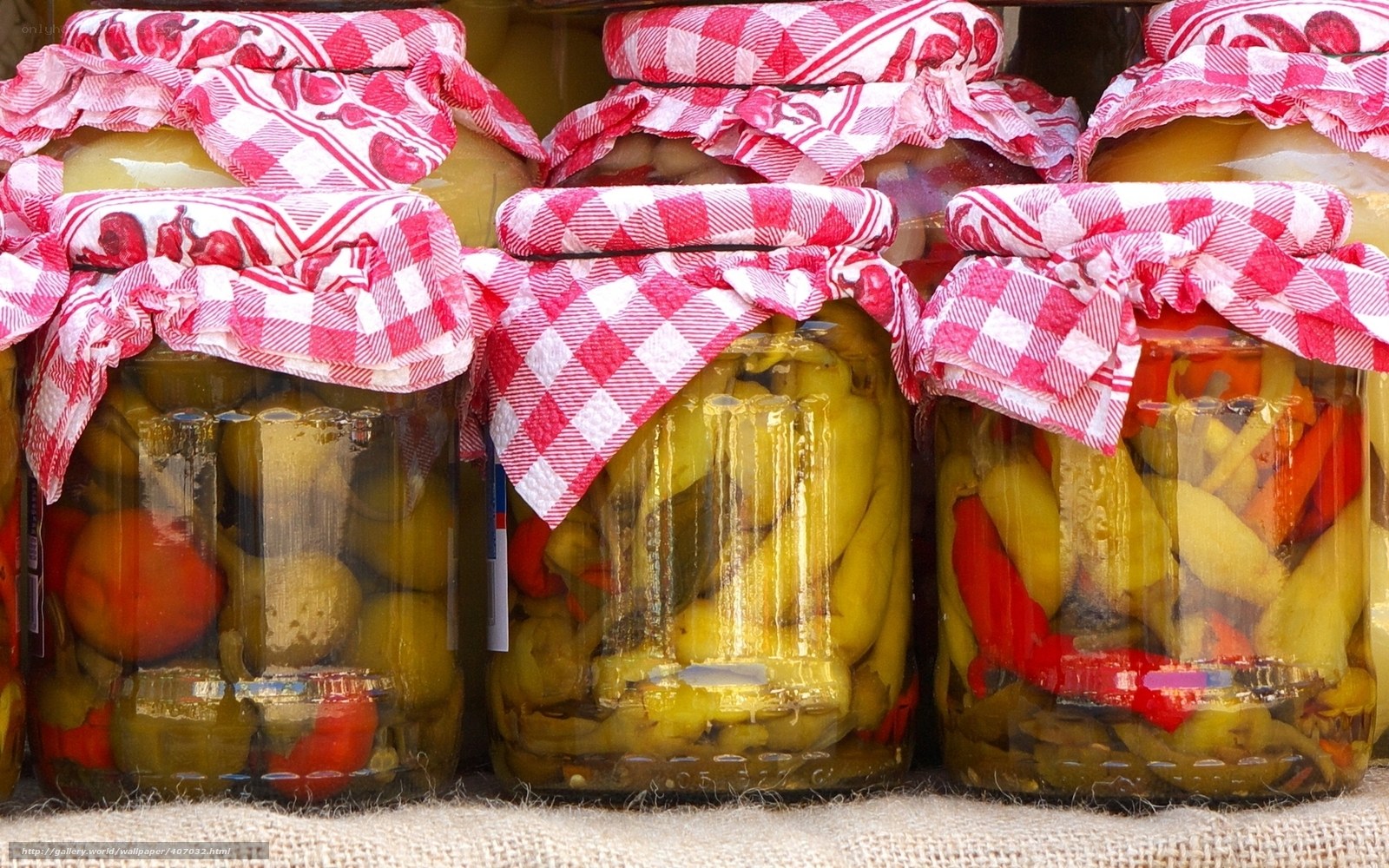Jars of pickled peppers