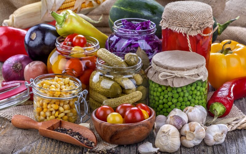 Jars of Pickled Vegetables — Green, Rustic
