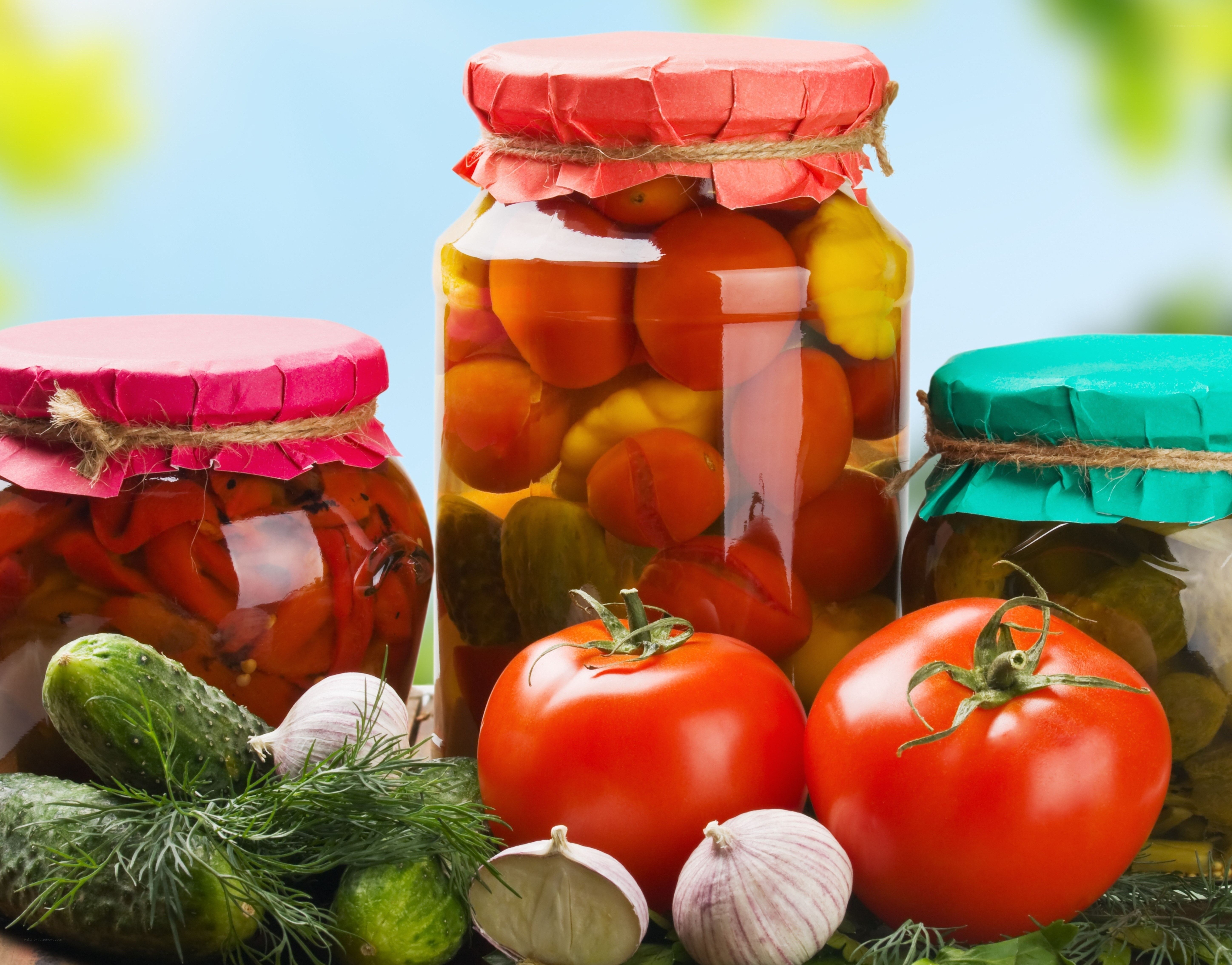 jars of pickled vegetables