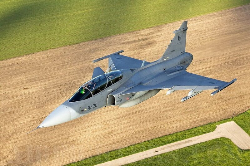 JAS-39 Gripen fighter jet in flight