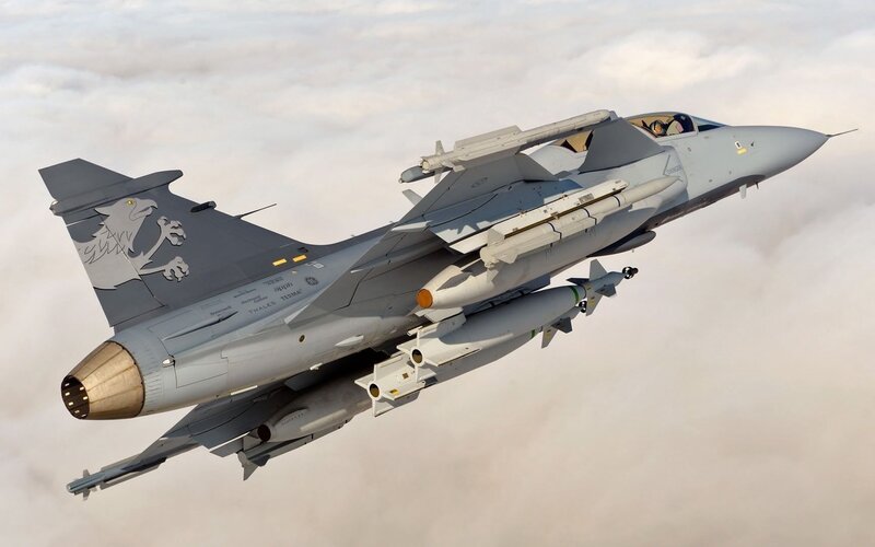 JAS-39 Gripen fighter jet in flight