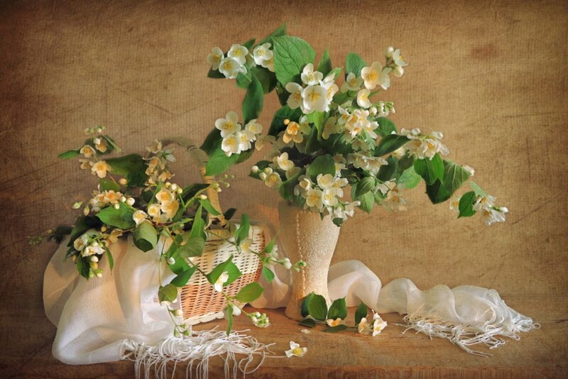 Jasmine Flowers in Basket