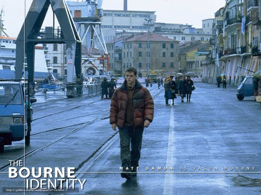 Jason Bourne walking in port