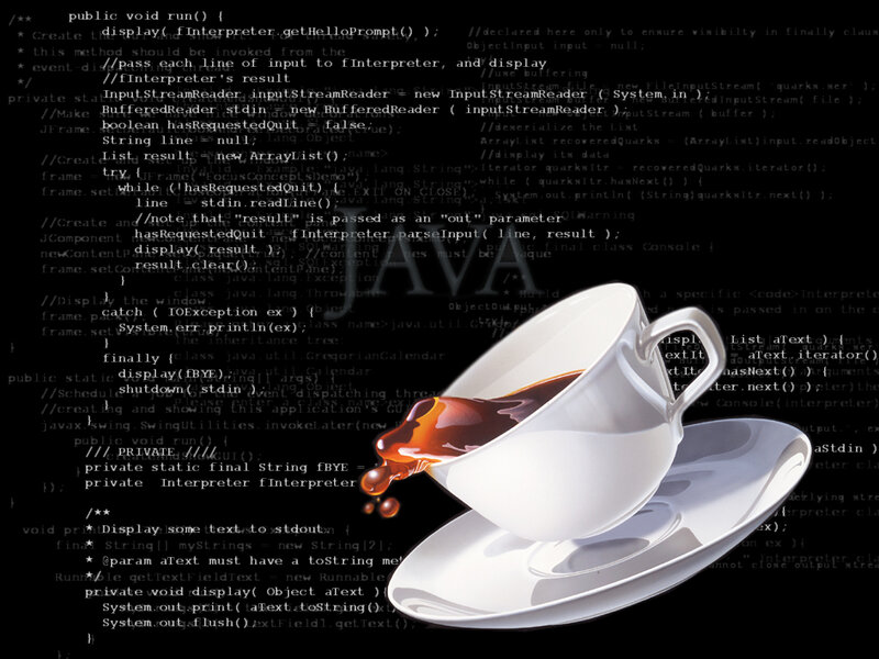 Java code with glass cup