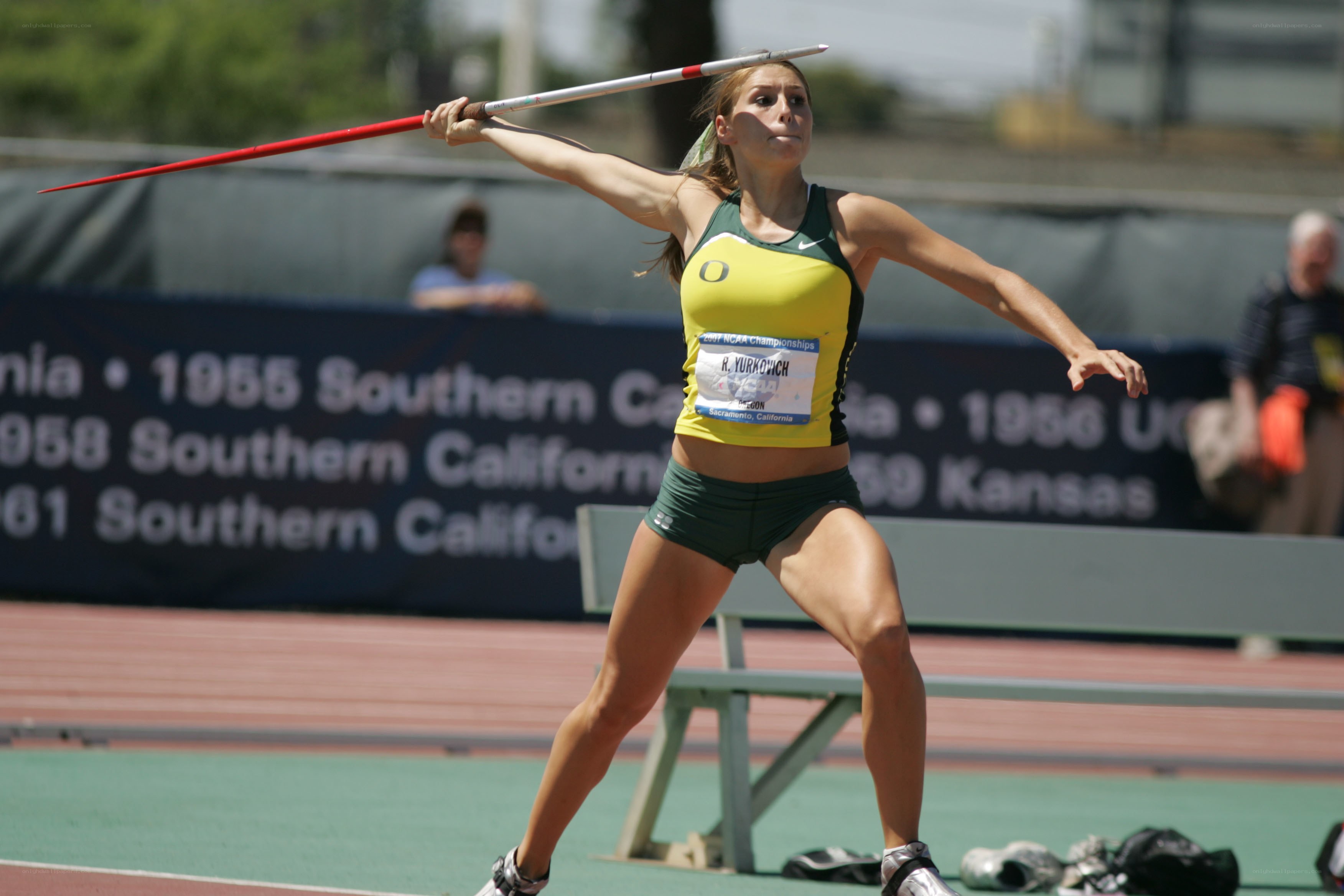 Javelin throw athlete in action