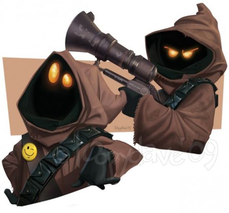 Jawa characters with blasters
