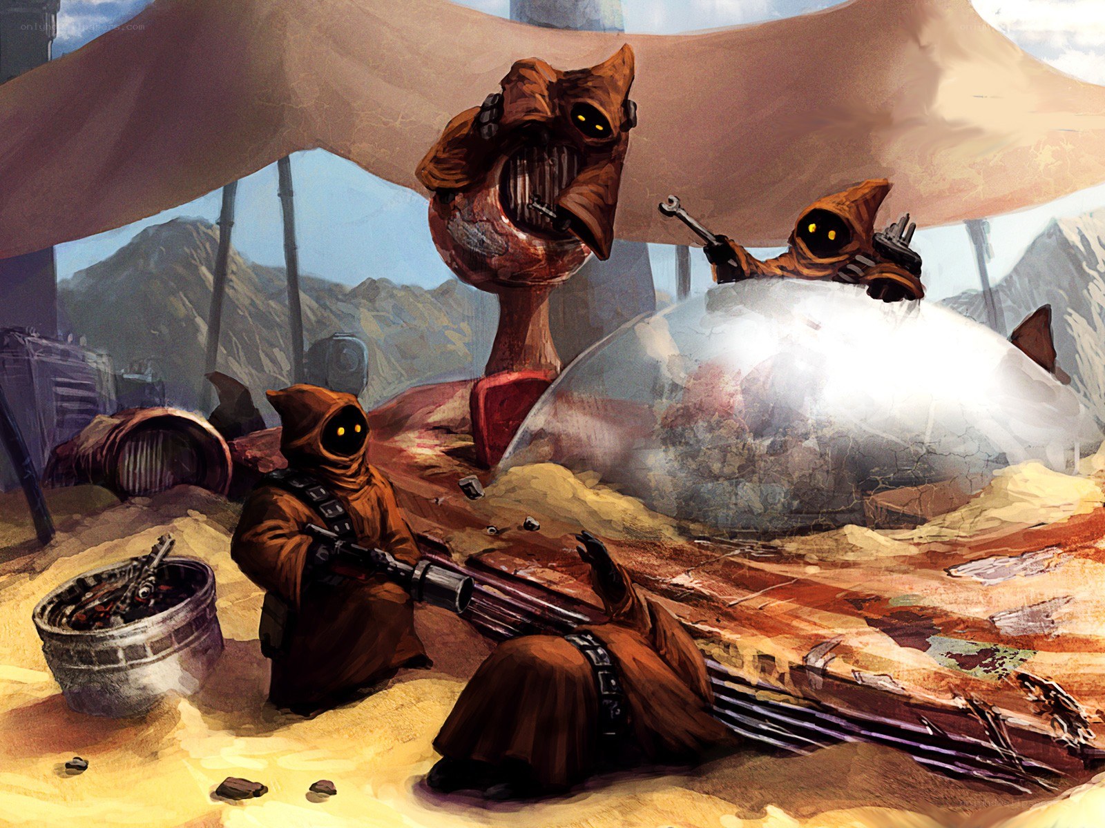 Jawas in a desert camp