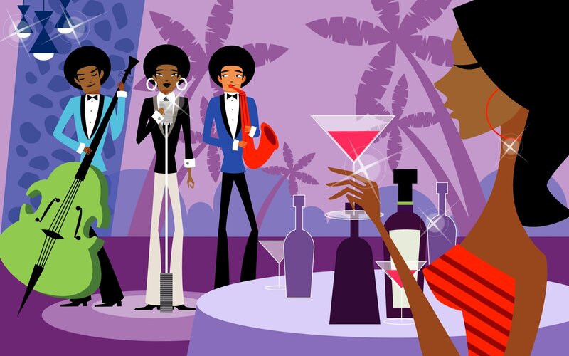 Jazz band at a tropical lounge