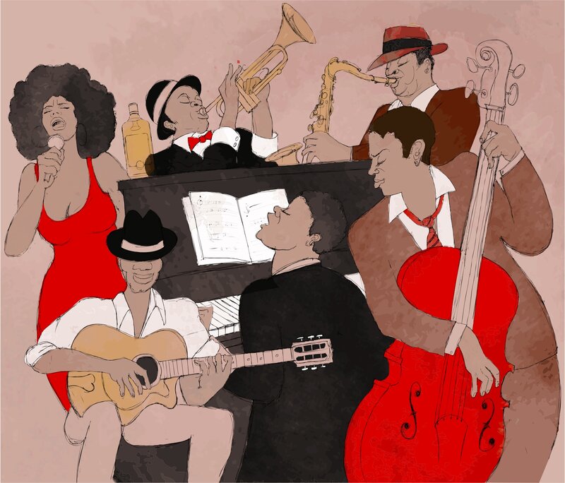 Jazz Band Performing — Red