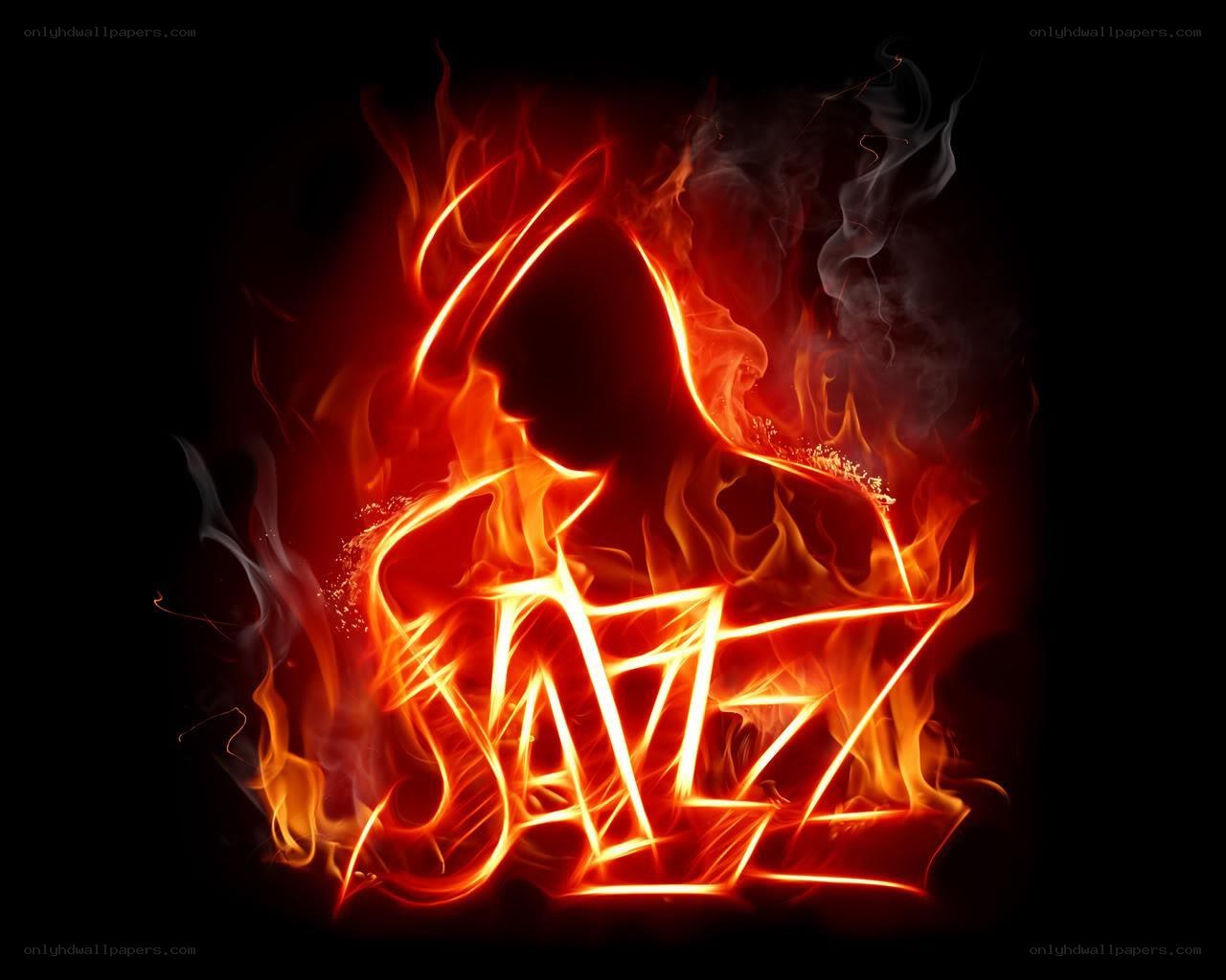 Jazz silhouette in flames