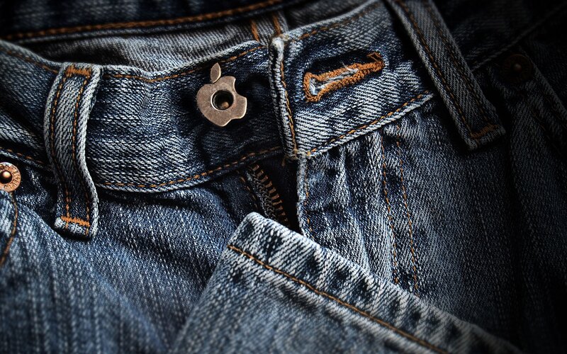 jeans with apple logo