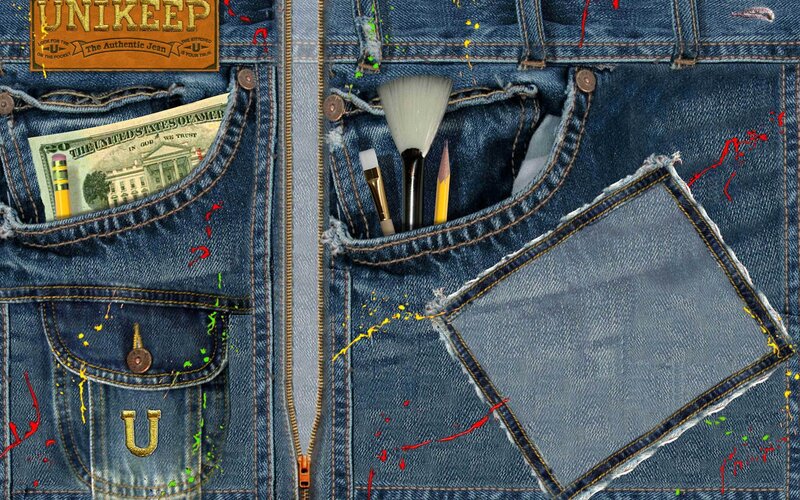 Jeans with Paint Splatters — Blue