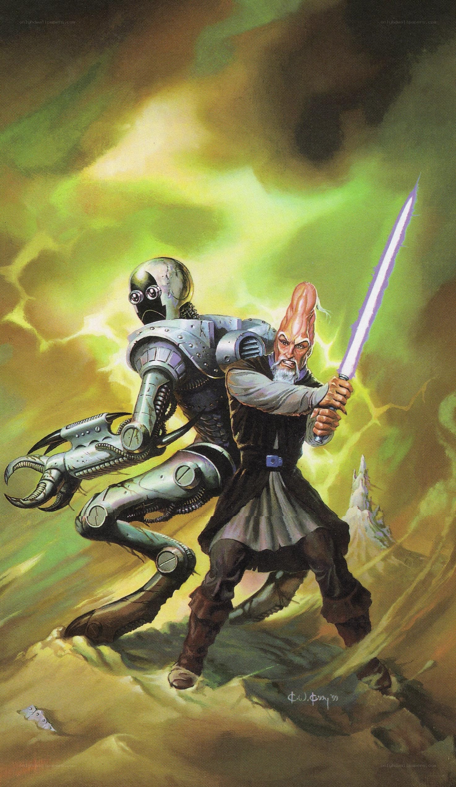 Jedi and droid in battle