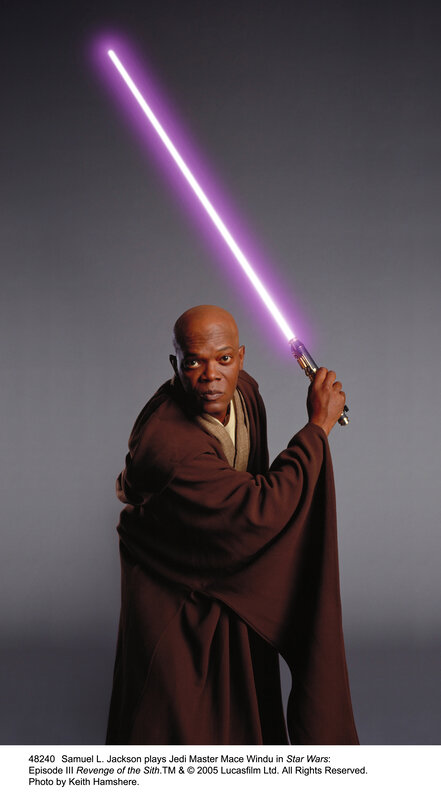 Jedi Master Mace Windu with lightsaber