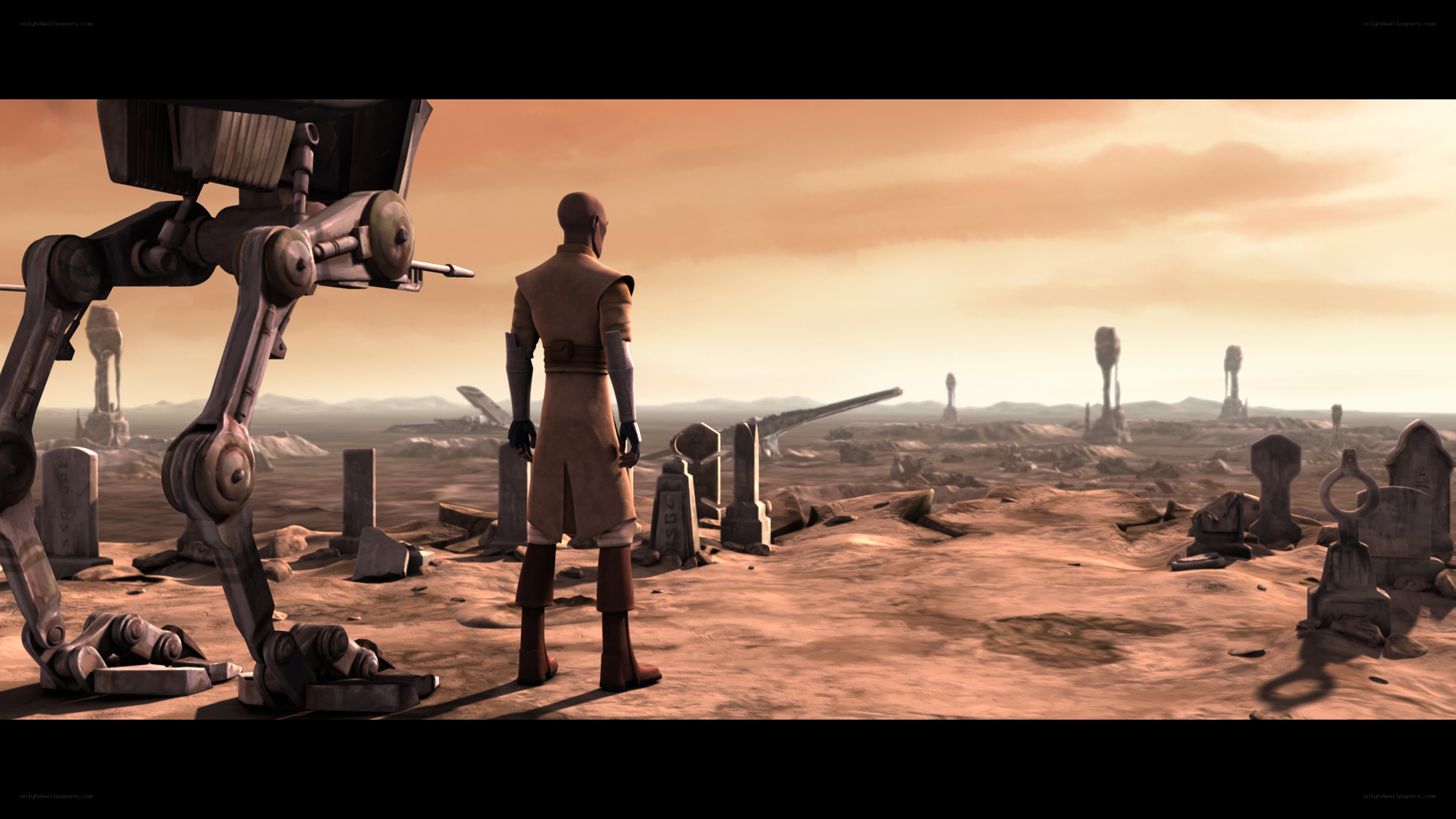 Jedi on a desert battlefield