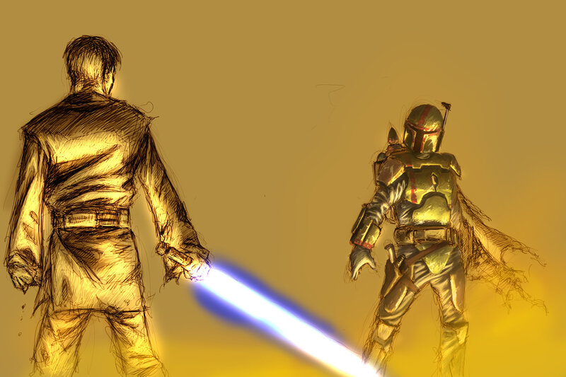Jedi vs Boba Fett duel